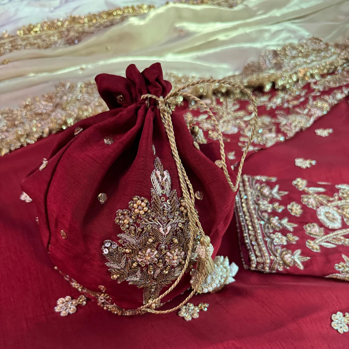 Dark Red Potli